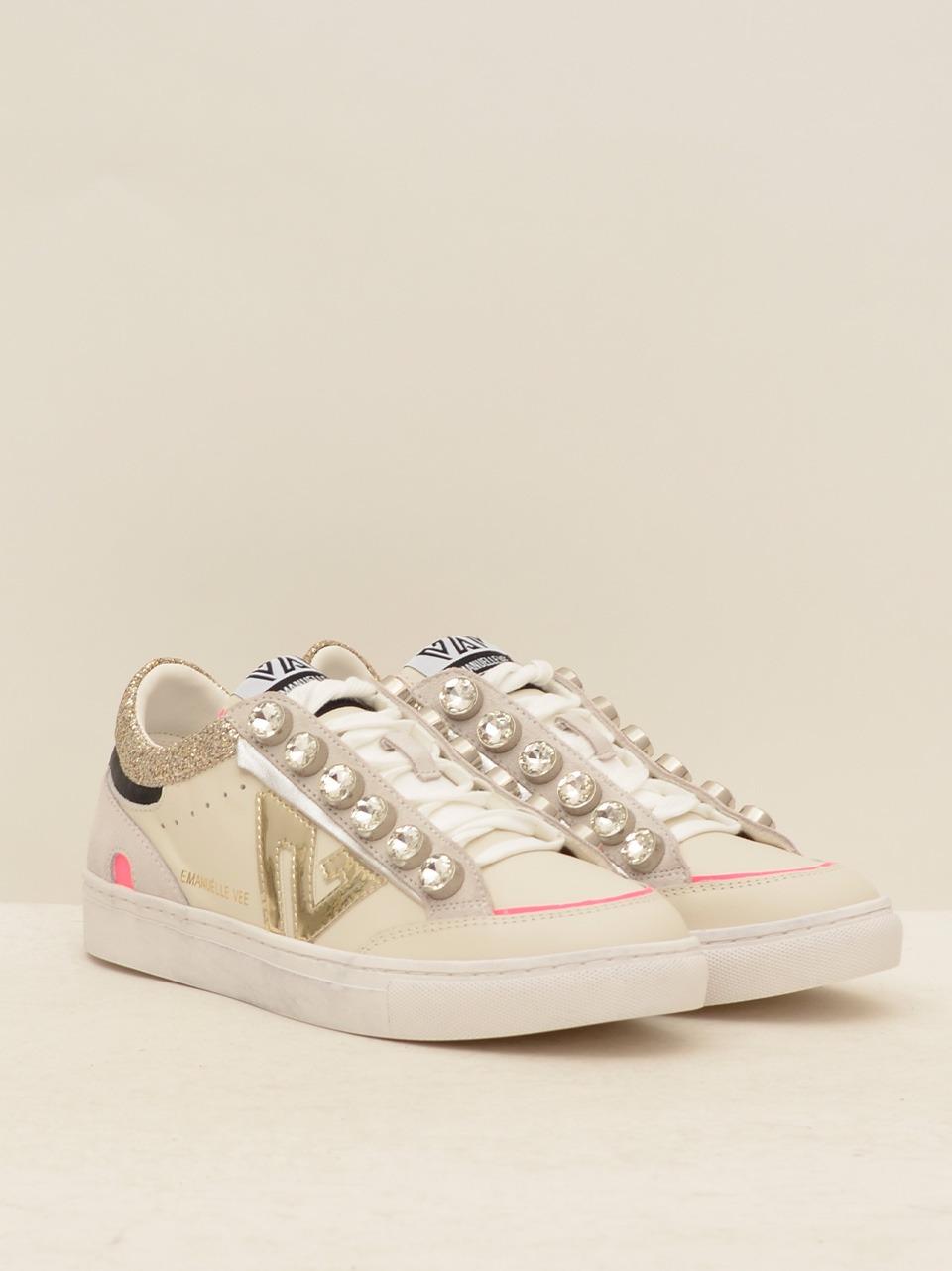 sneakers con castoni 12-P003CB MULTY WHITE GOLD EMANUELLE VEE 