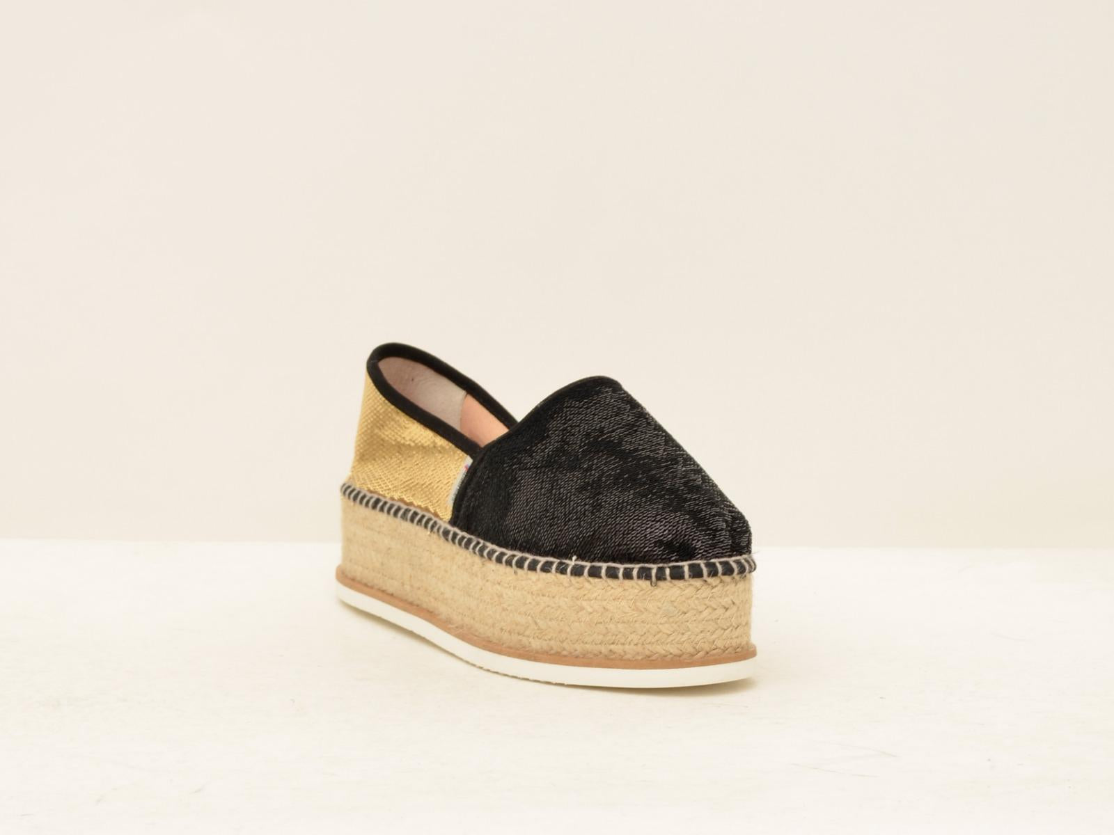  J.TEMPE NERO\ORO ESPADRILLAS 