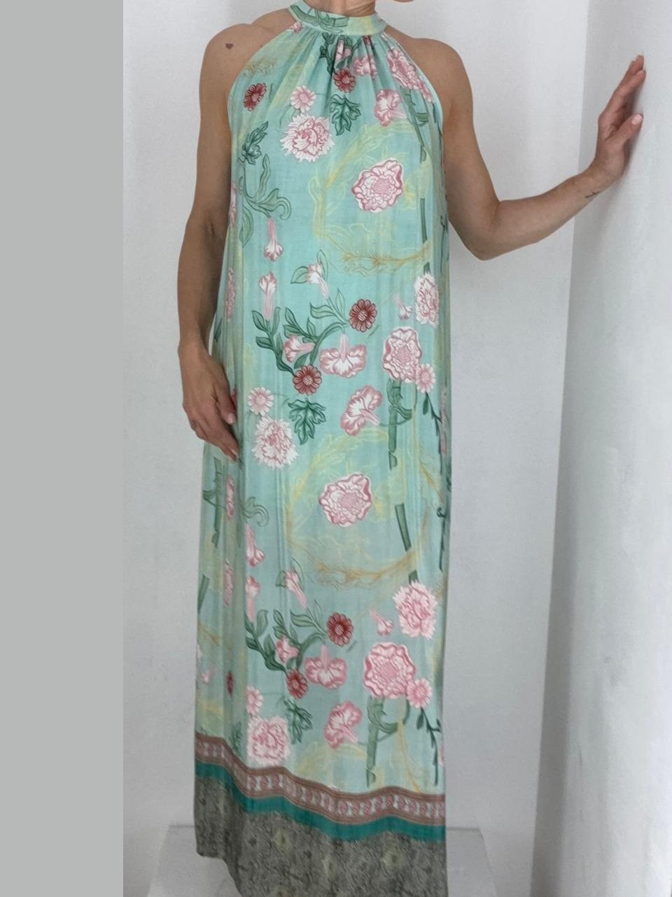 abito fantasia floreale 26318 VERDE CHIARO WU' SIDE 