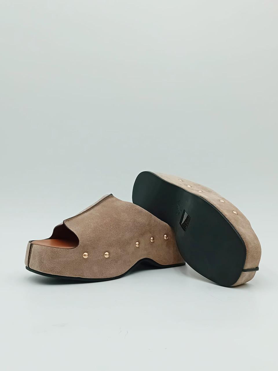 sabot spuntato zeppa h 50mm CAROLA G03 TAUPE miss olivia 