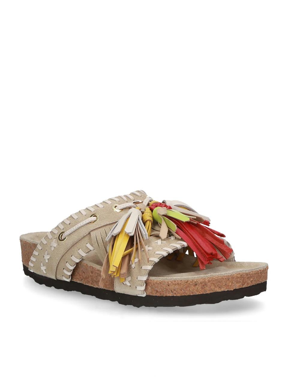 sabot etnico con nappine C14 BEIGE ELENA IACHI 