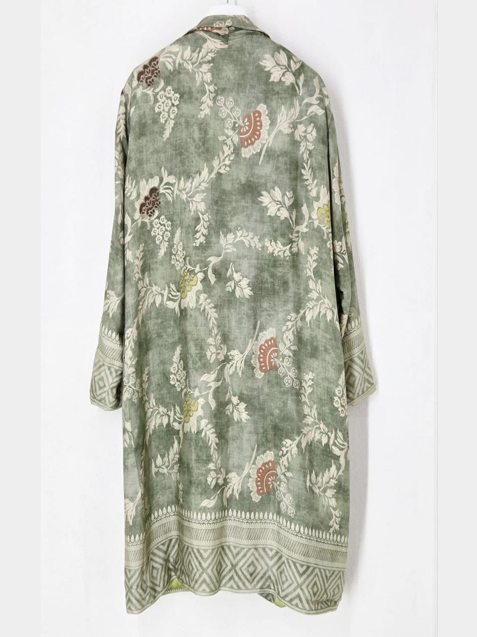 kimono lungo fantasia floreale 25288 VERDE WU' SIDE 