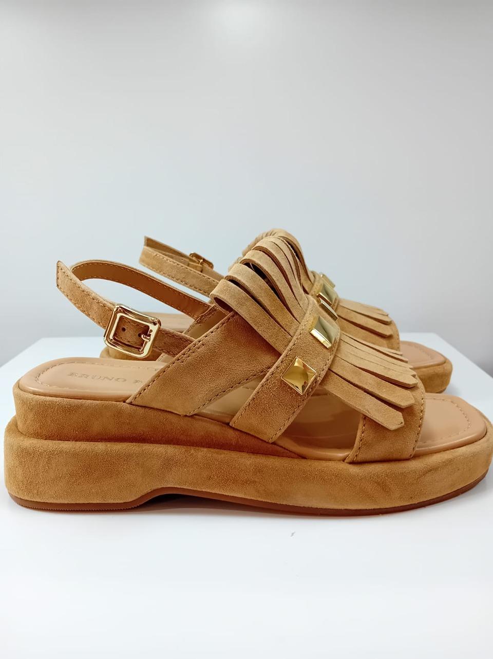 sandalo zeppa con frangia BL4903X CAMEL BRUNO PREMI 