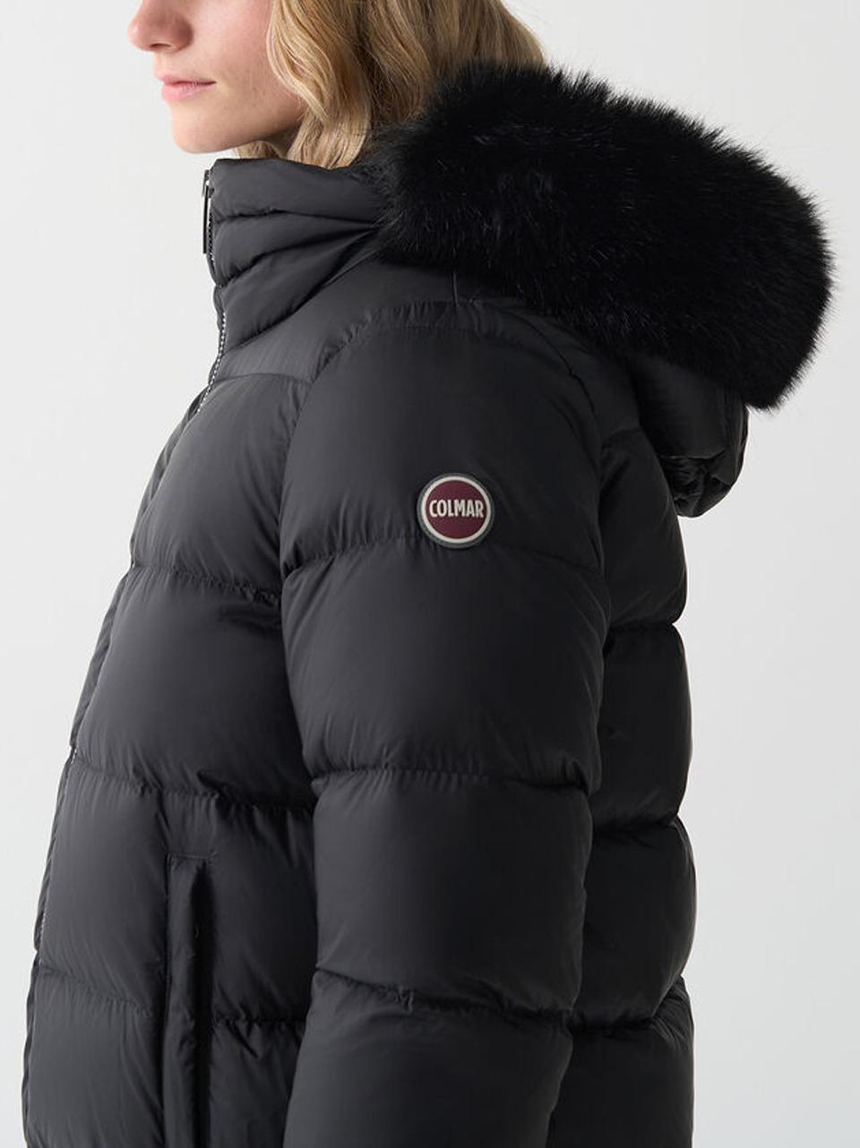 piumino bomber cappuccio ecopelliccia 2216E N COLMAR 