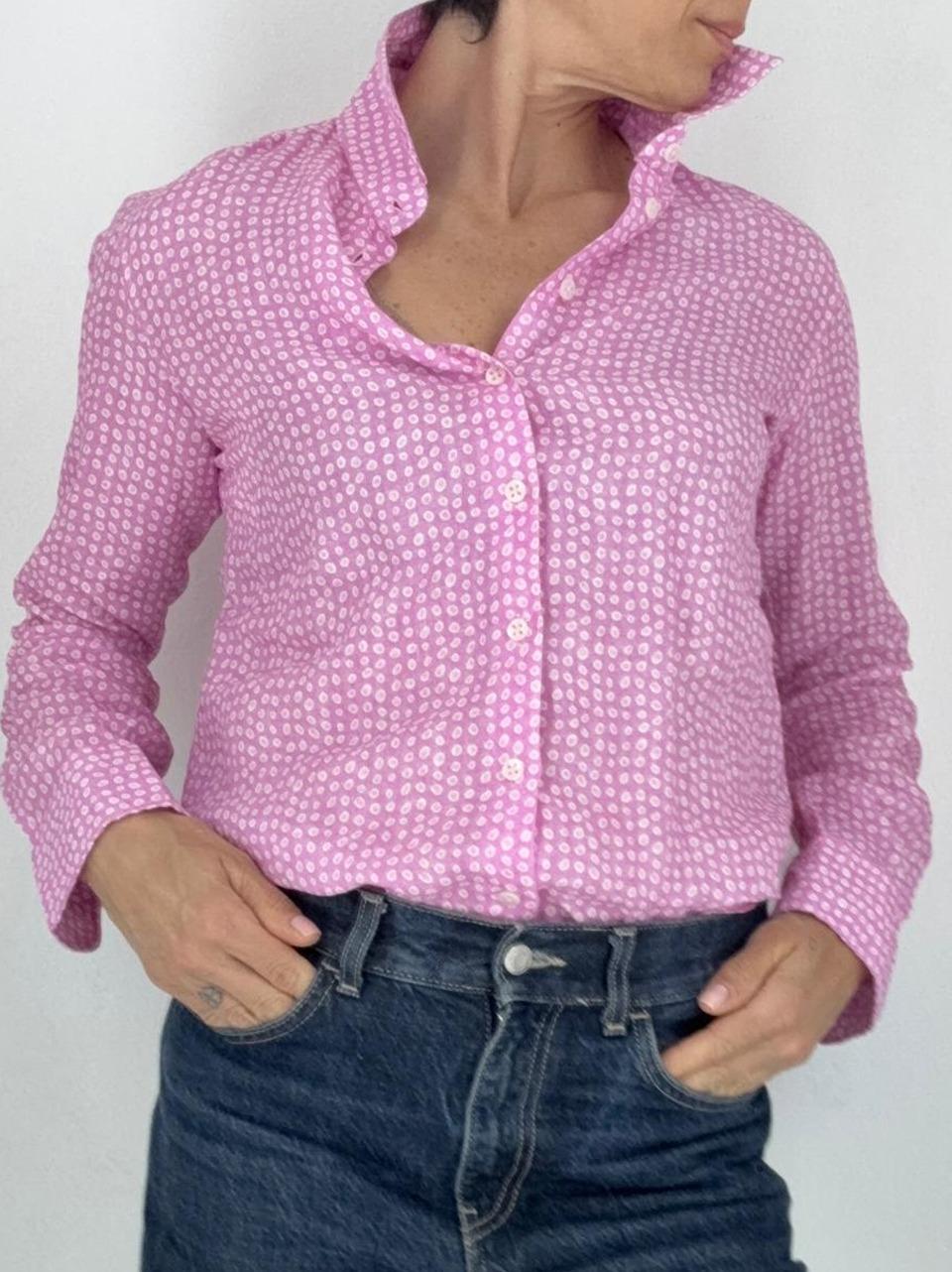 camicia in lino fantasia D4800 014 BASTONCINO 