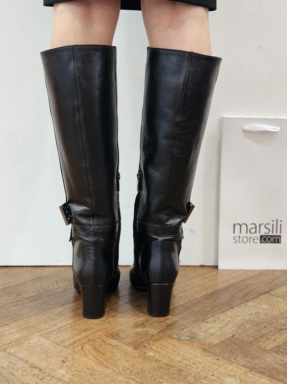 stivalle con accessorio tacco h 60mm MORGANA NERO DELAIA 