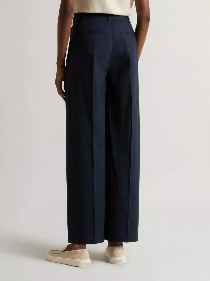 pantalone palazzo in popeline 0219 3944 BLU WOOLRICH 