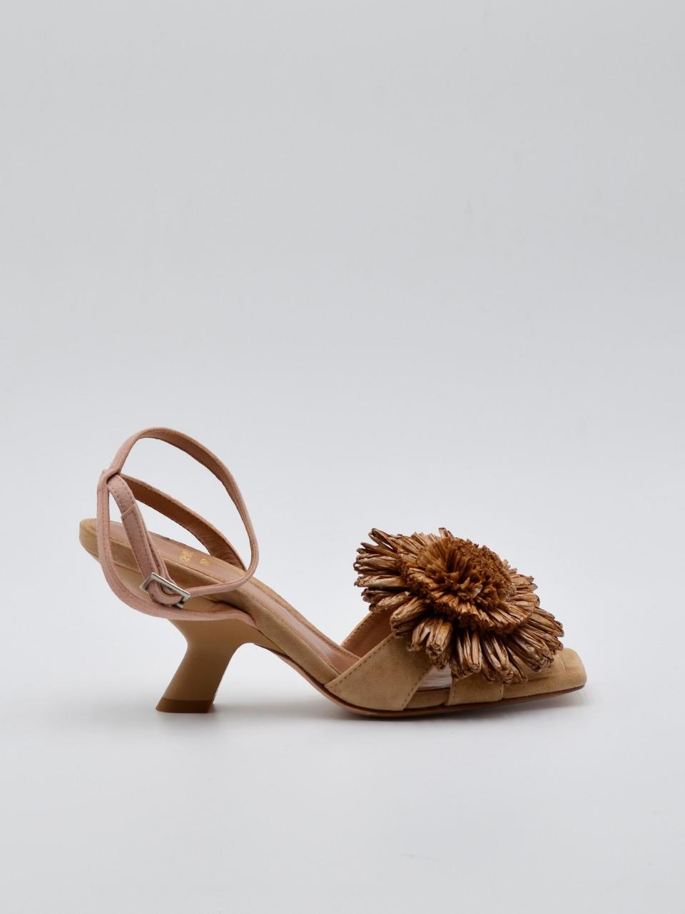 sandalo con fiorerafia tacco 70mm 2613 CUOIO CHANTAL 