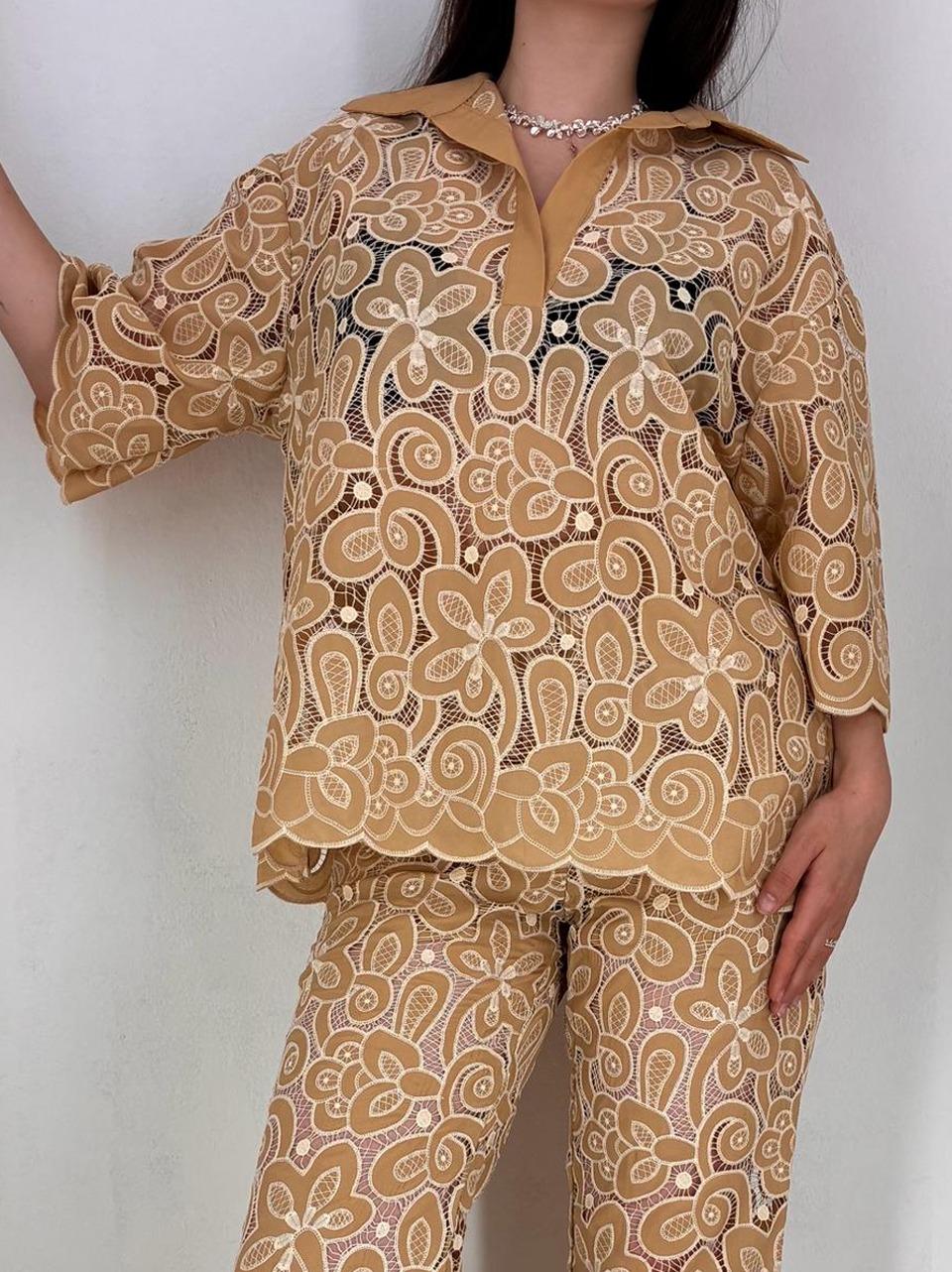 camicia con ricami 5747 BEIGE GLAMOROUS 
