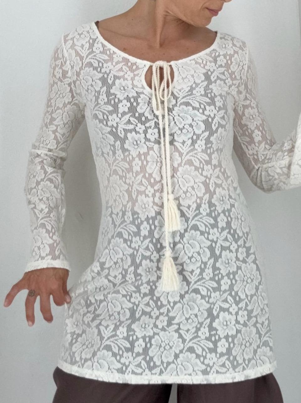 mini dress crochet AN5647 CREMA GLAMOROUS 