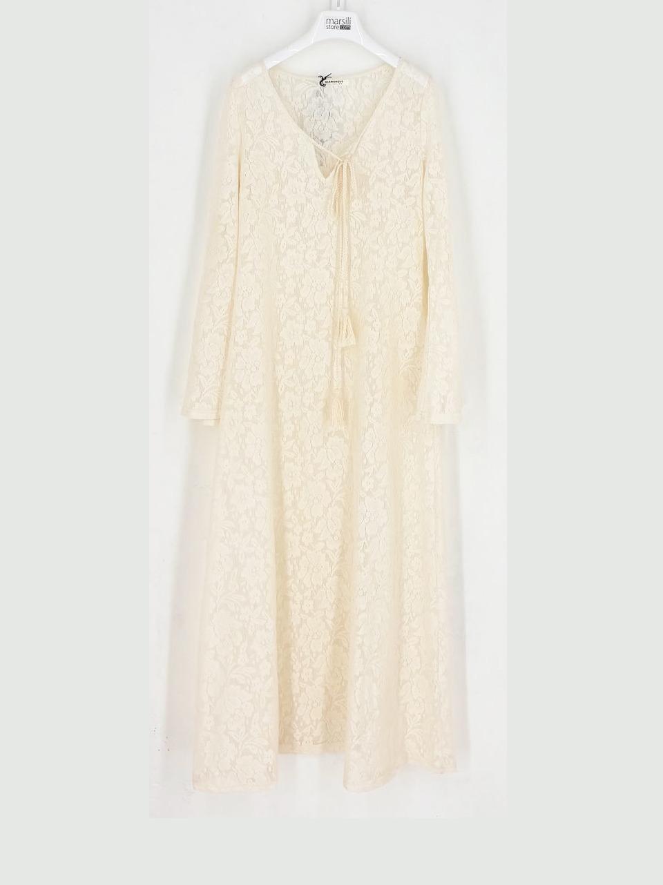 maxii dress crochet AN5646 CREMA GLAMOROUS 