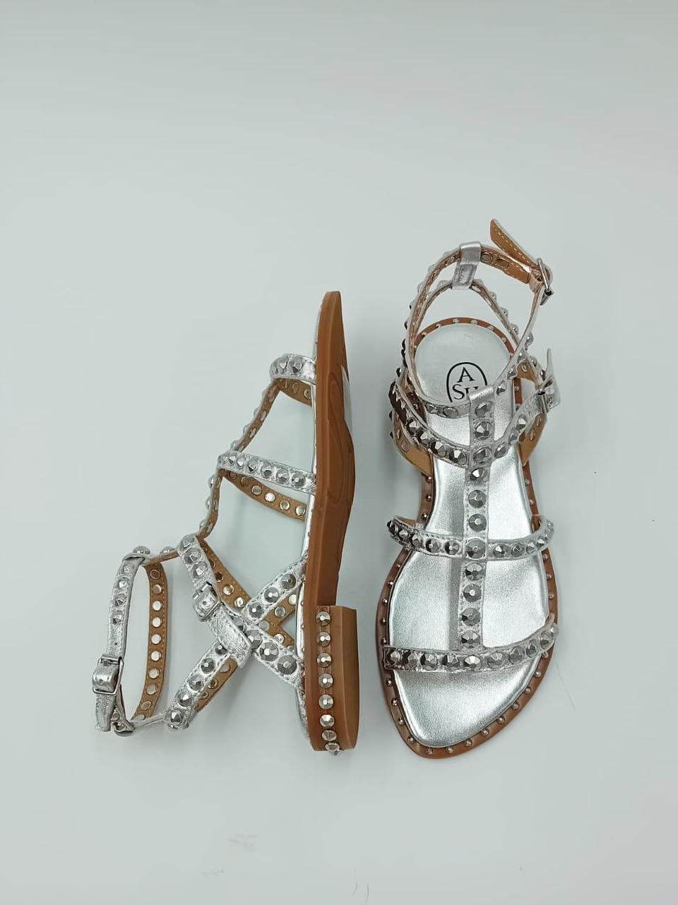 sandalo flat precious con borchie PRECIOUS ARGENTO ASH 