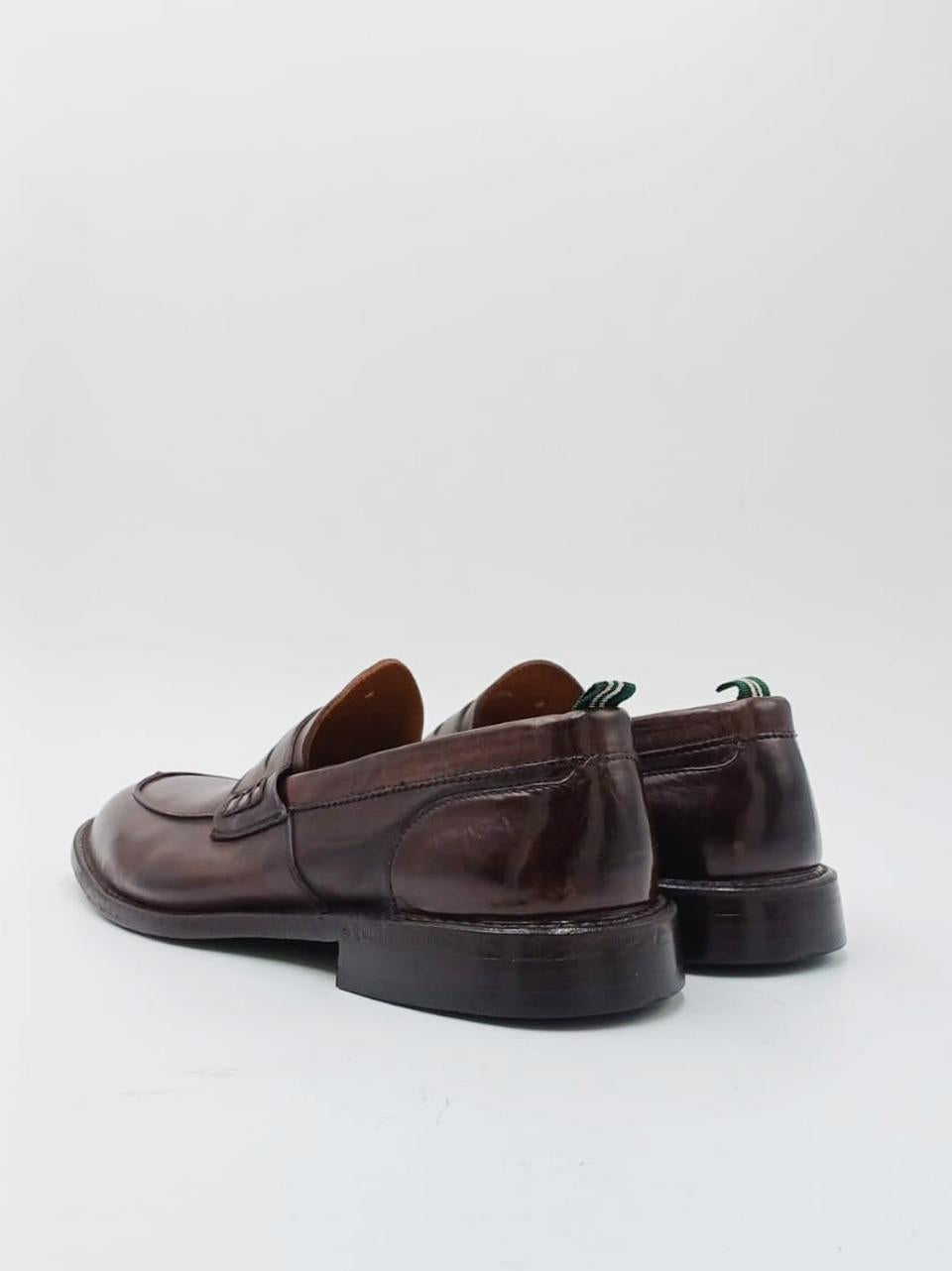 mocassino ideal  con passante  suola in cuoio 1024 MAREMMA432 GREEN GEORGE 