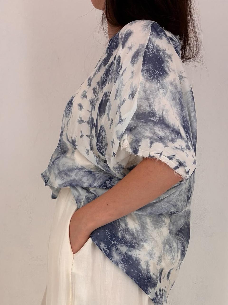 blusa over con stampa S227 WHITE SANCTA MUERTE 