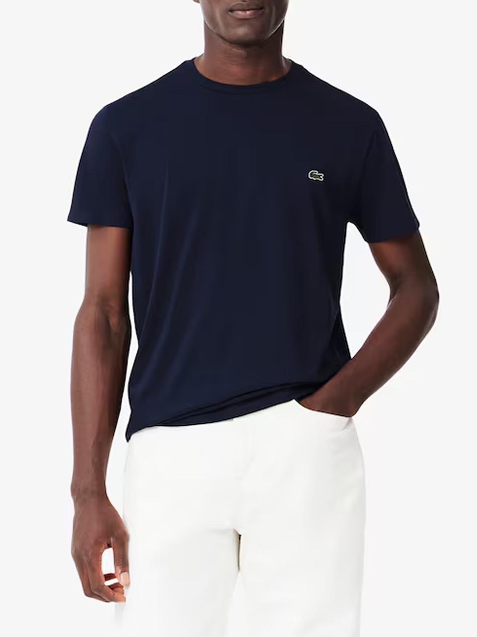 t shirt in pima TH6709 BLU LACOSTE 